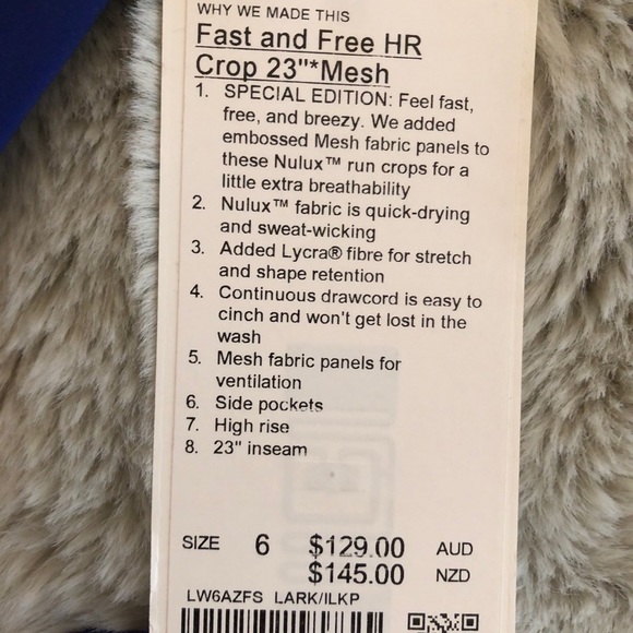 NWT lululemon Fast and Frees size 6 - Picture 2 of 5